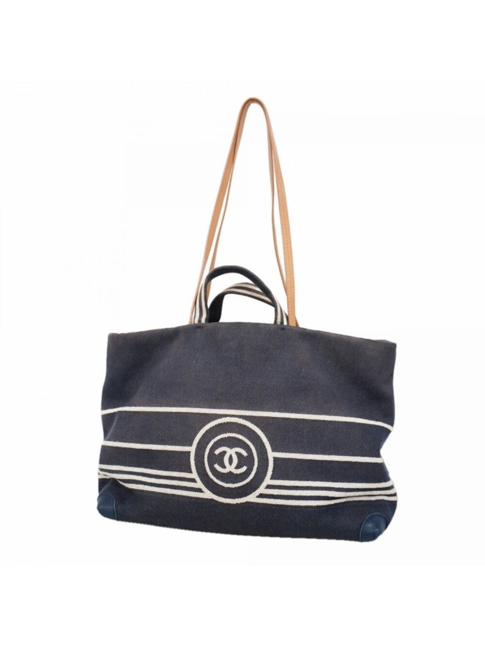 Chanel Handbag Denim Navy Silver 2-Way